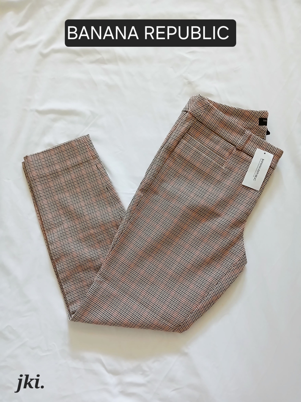 Banana Republic Checked Slim Trousers in Brown/Black